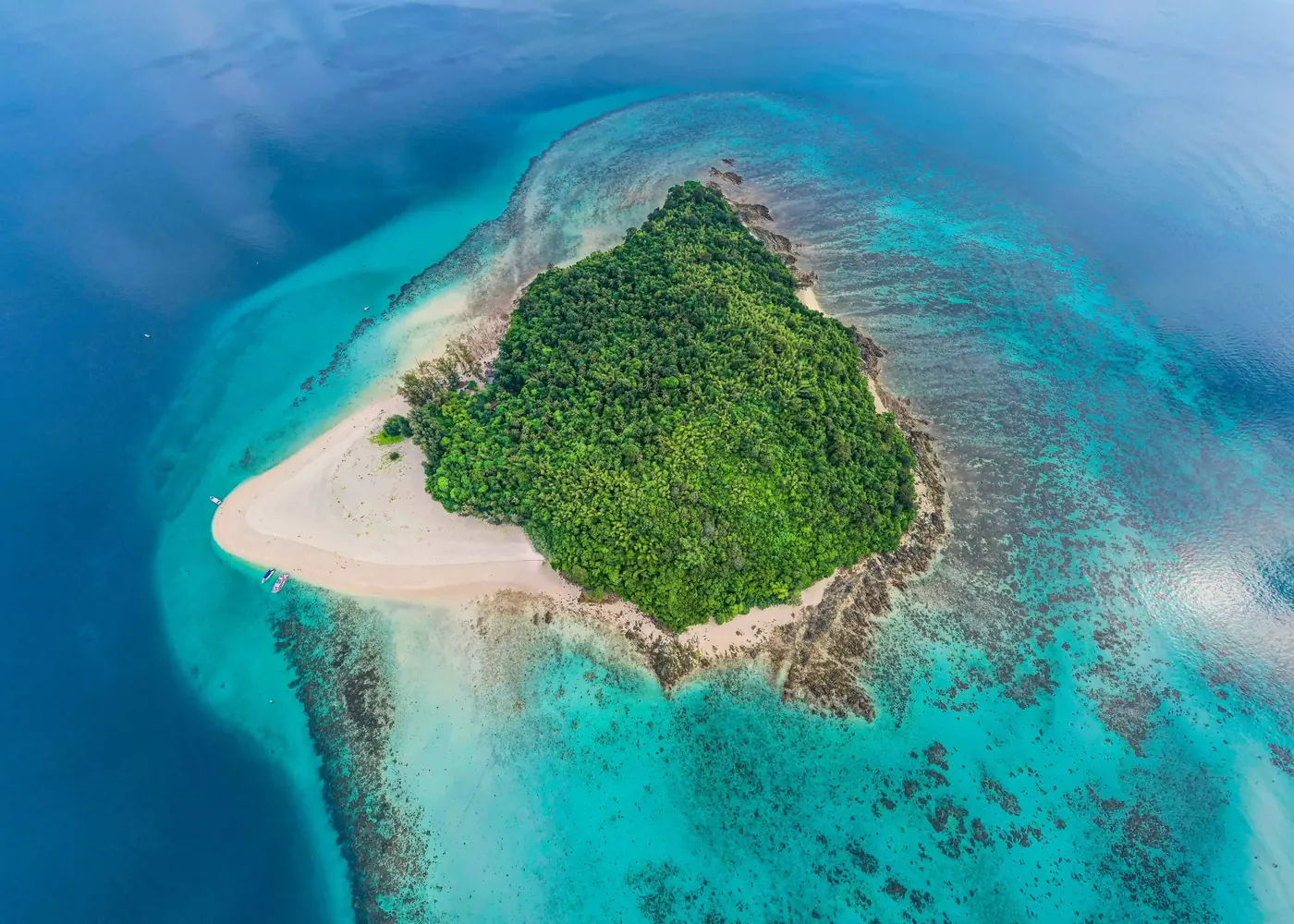 Bamboo Island surrounded by turquoise water