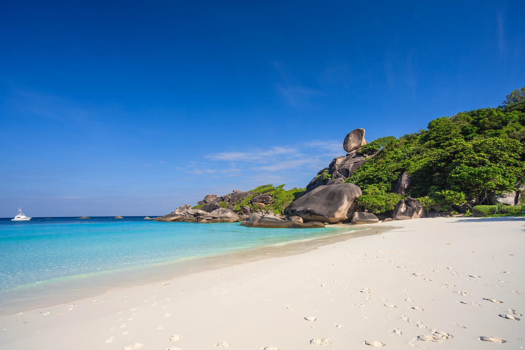 Sailing Rock and turquoise water in the Similan Islands