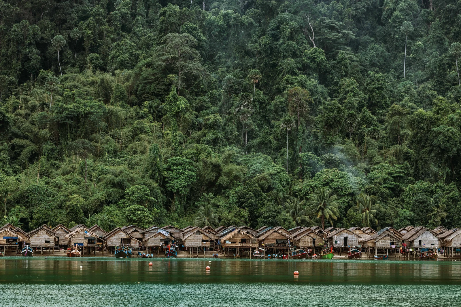 Waterfront houses in the Moken village